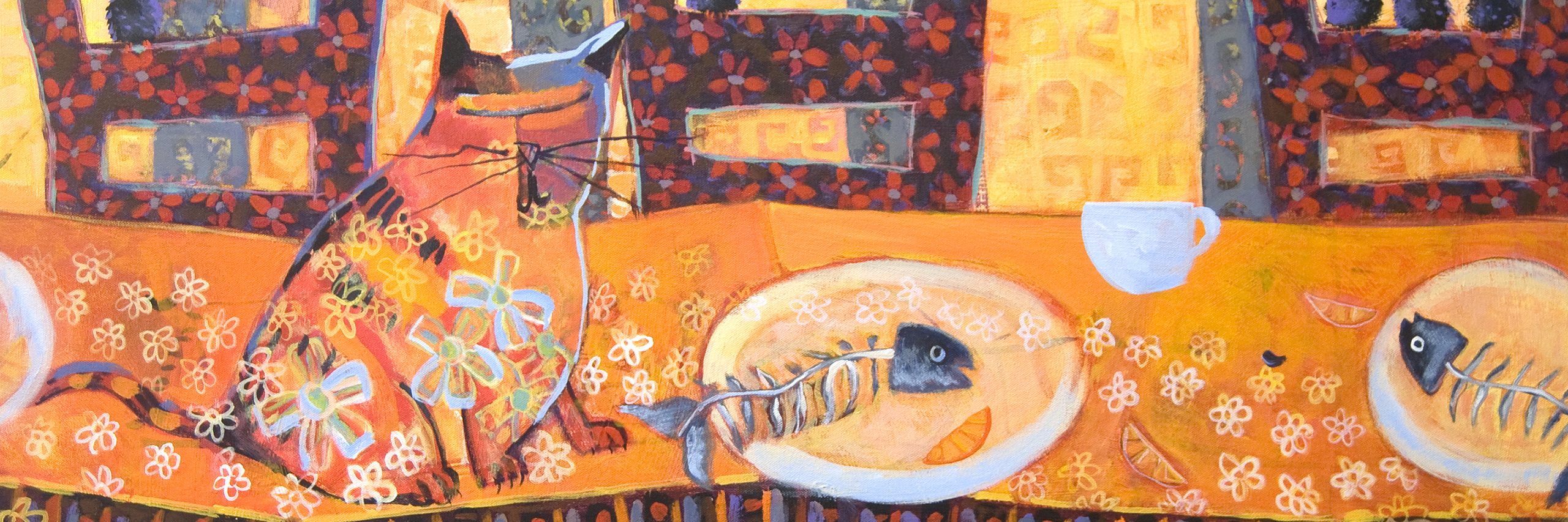 Anne Schreivogl, Good Meal (detail), 2017, acrylic on canvas, 31.5” x 41.5” framed, Courtesy of the Artist