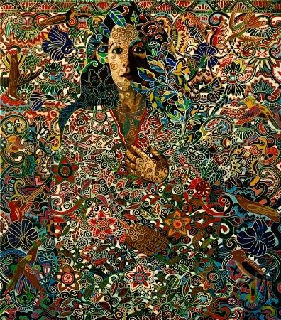 Alfredo Arreguín, Nuestra Señora de la Poesia, 1994, oil on canvas, 44" x 36". Collection of Tess Gallagher.