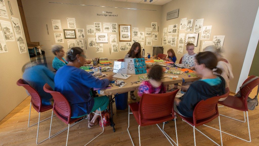 Artists young and old enjoy a drop-in art project