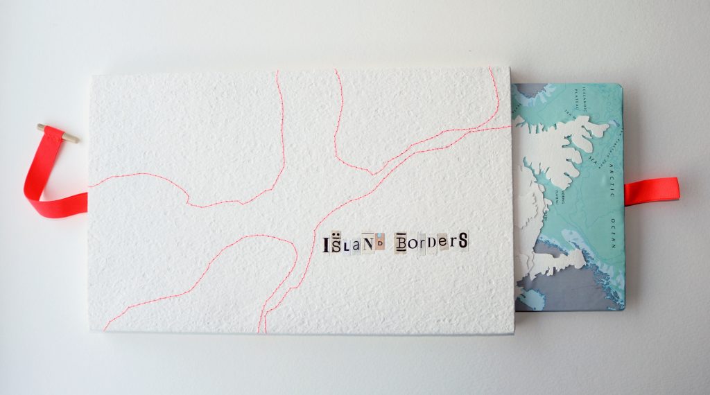 Bryndis Bragadottir, Island Borders, 2016, paper, paper cut, textile, 30 x 18 cm.