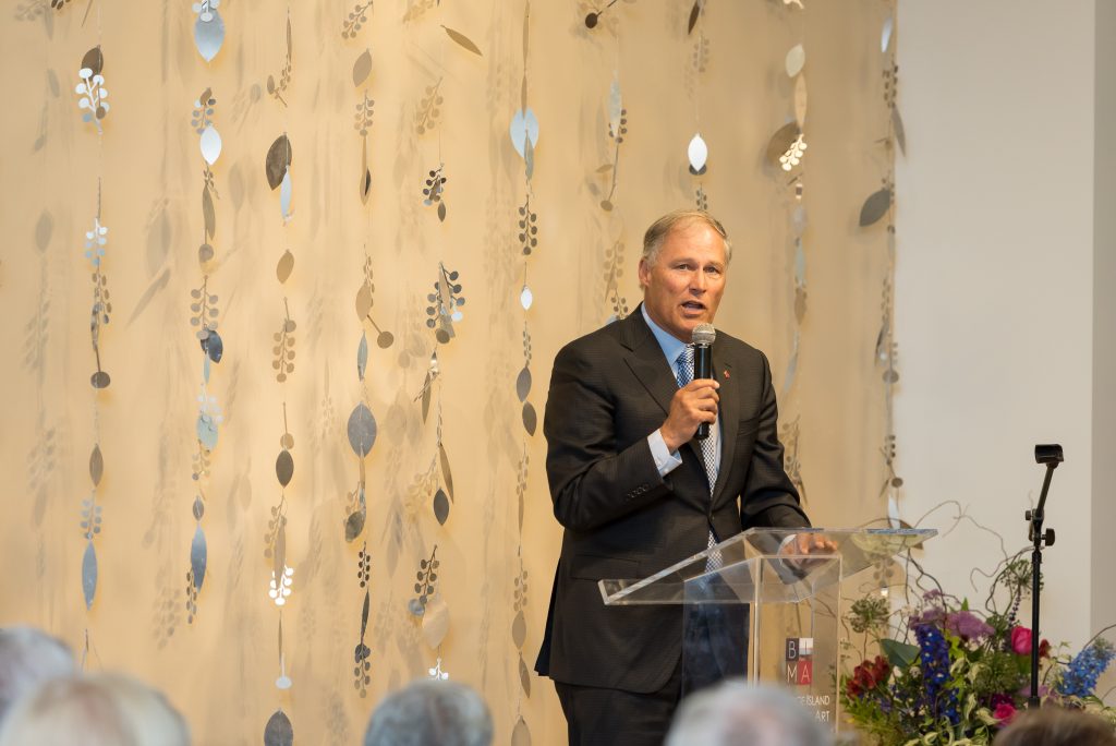 Washington State Governor Jay Inslee addresses the crowd at BIMA Bash!