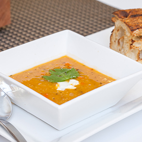Ask about the daily soup special, served with a hearty slice of bread.