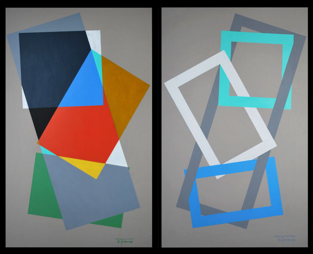 Earnest D. Thomas Planar Views 1 & 2 acrylic on canvas, 40" h x 30" w Courtesy of the Artist