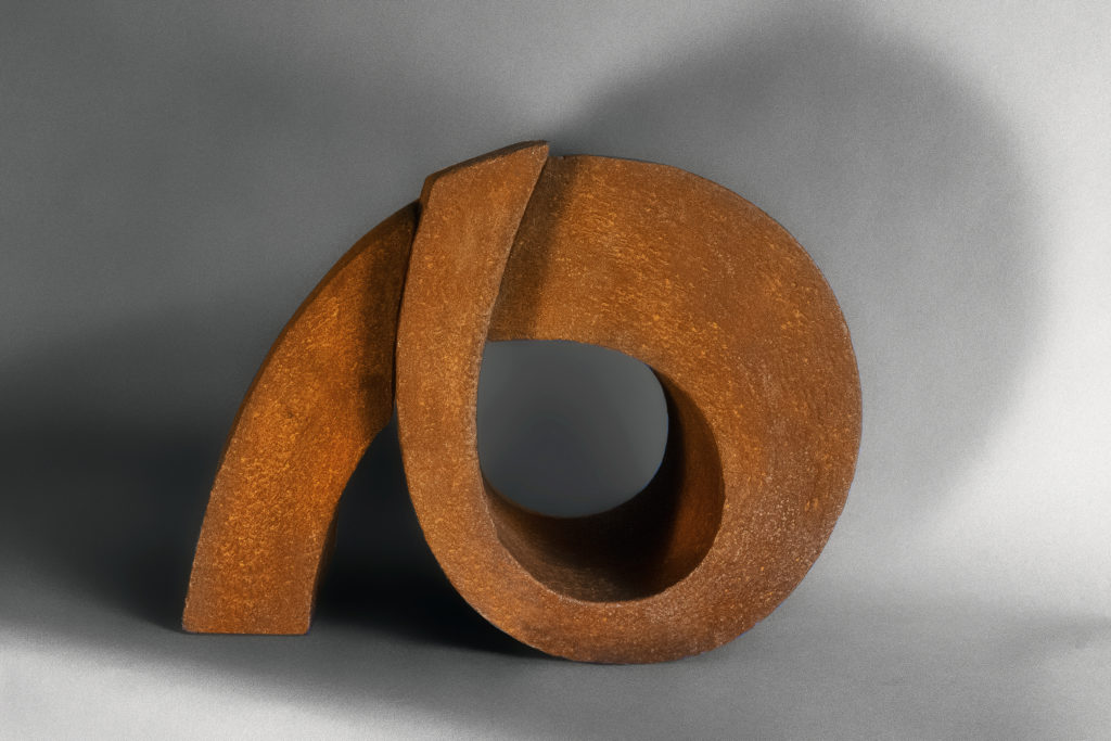 Jan Hoy Intersection fired clay with iron oxide finish, 8.5h x 11w x 8.5d inches Courtesy of the Artist photo credit: Harry Von Stark