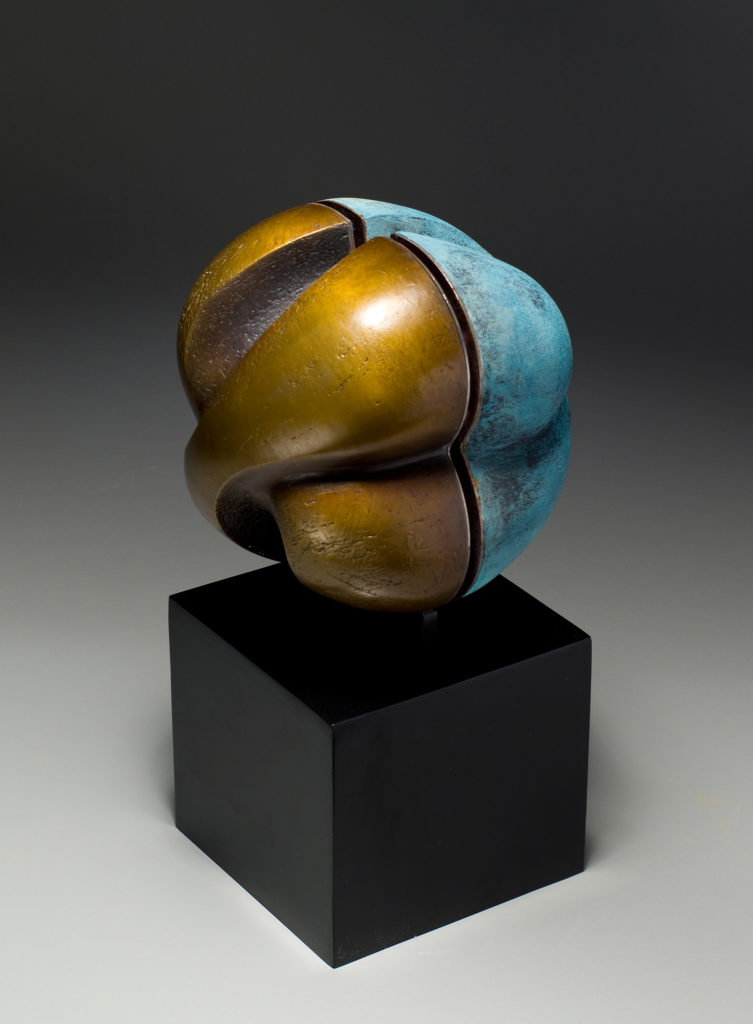 Jan Hoy Bound x 2 bronze, fired clay with blue acrylic wash, steel, 17h x 8w x 8d inches Courtesy of the Artist photo credit: Myron Gauger
