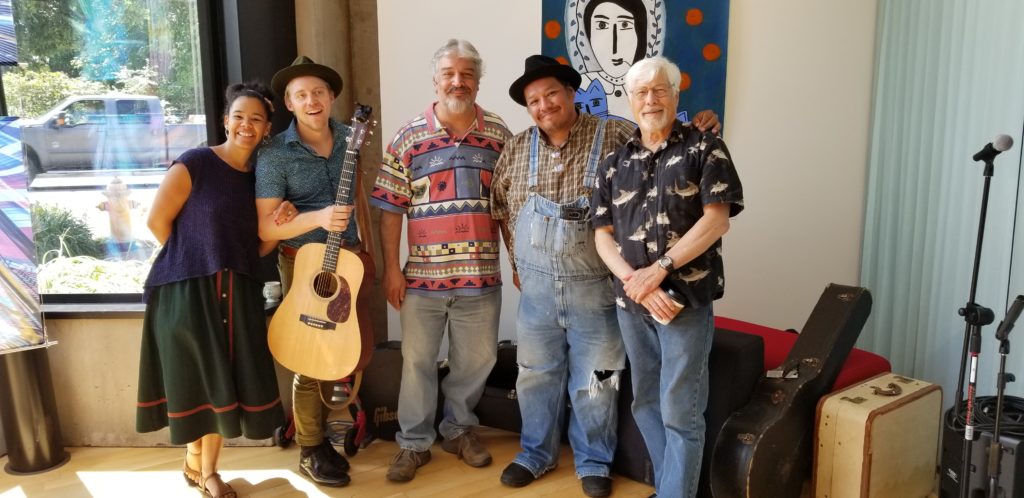 Left to right: Tina Dietz, Cameron Armstrong, Steve Franz, Chebon Tiger, and Mark Hoffman in the BIMA galleries