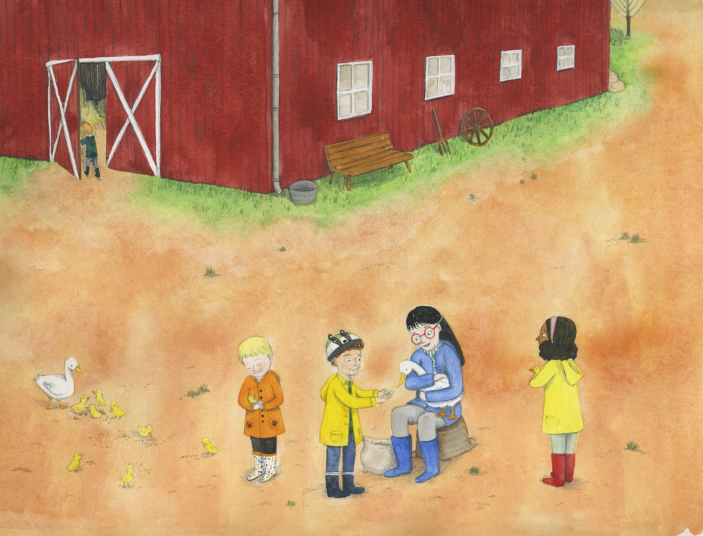At the Farm, 2019 illustration from children’s book Henry and Bea watercolor and pencil on paper Collection of the Artist