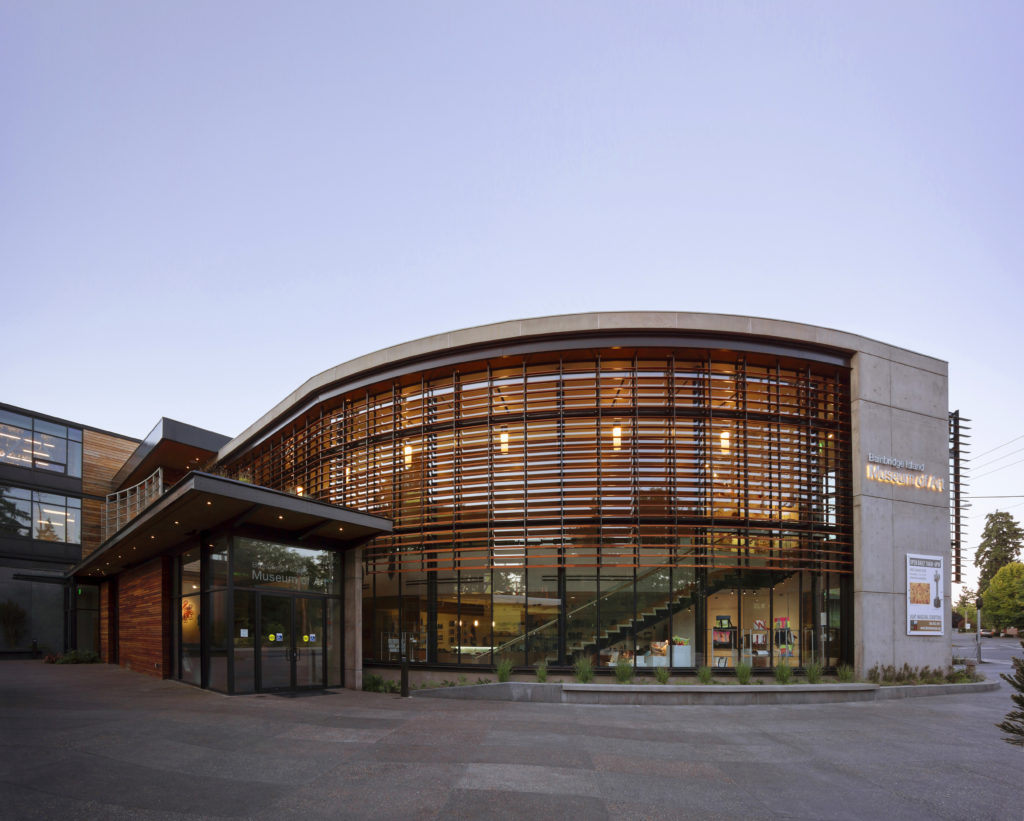 View of Bainbridge Island Museum of Art from Winslow Way. Photo by Art Grice.