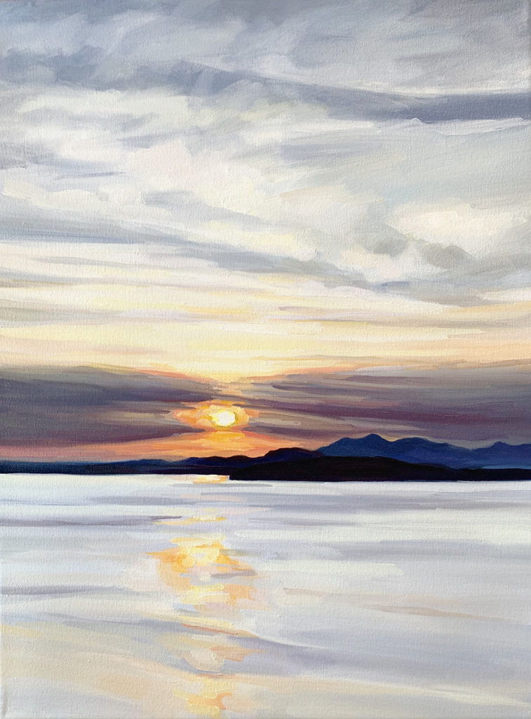 Kelly Johnston, Burnished Sky II, 2020, water sobule on canvas, 18"w x 24"h