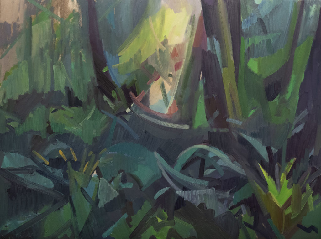 Kimberly Trowbridge (Seattle), Sea of Ferns (Bloedel), 2019, oil on paper, 22 " x 30", Courtesy of the Artist, kimberlytrowbridge.com @kimberly_trowbridge