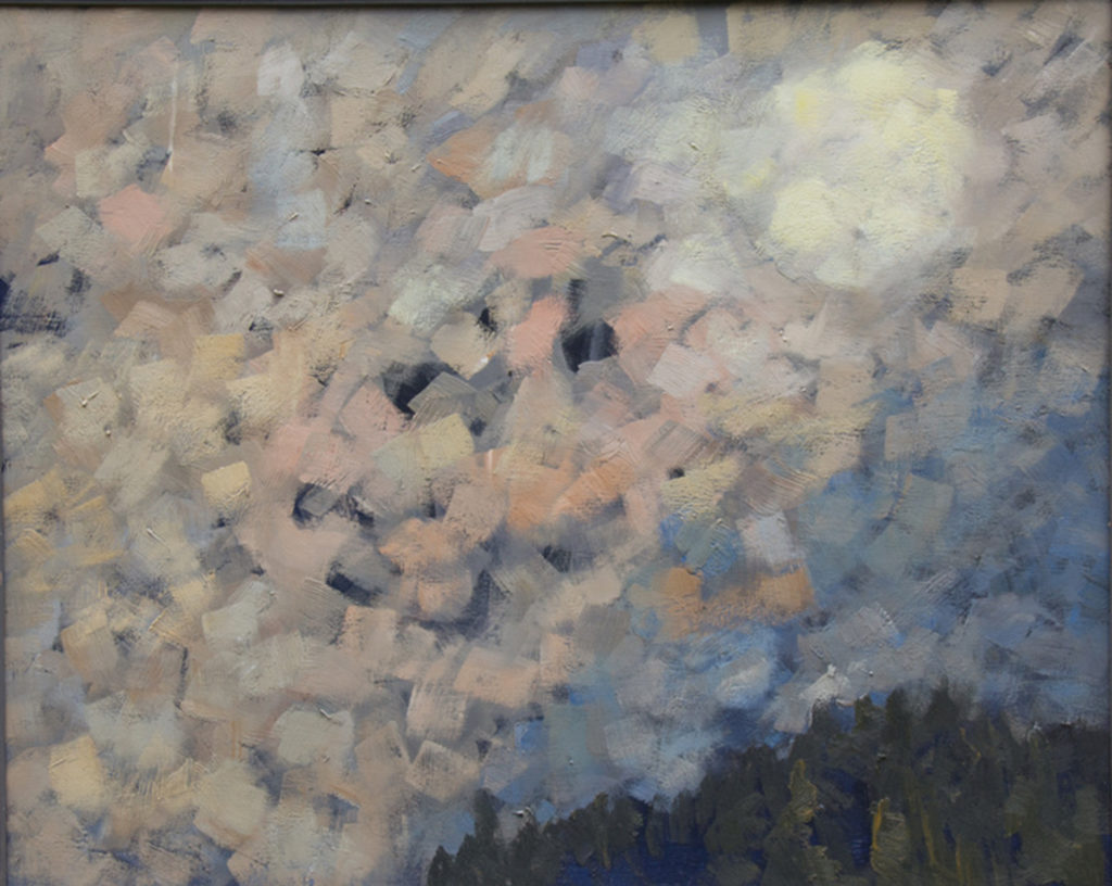 Clayton James (LaConner), Mackerel Sky, 2006, oil on board, 25"h x 31"w, Bainbridge Island Museum of Art, Gift of the Estate of Clayton James