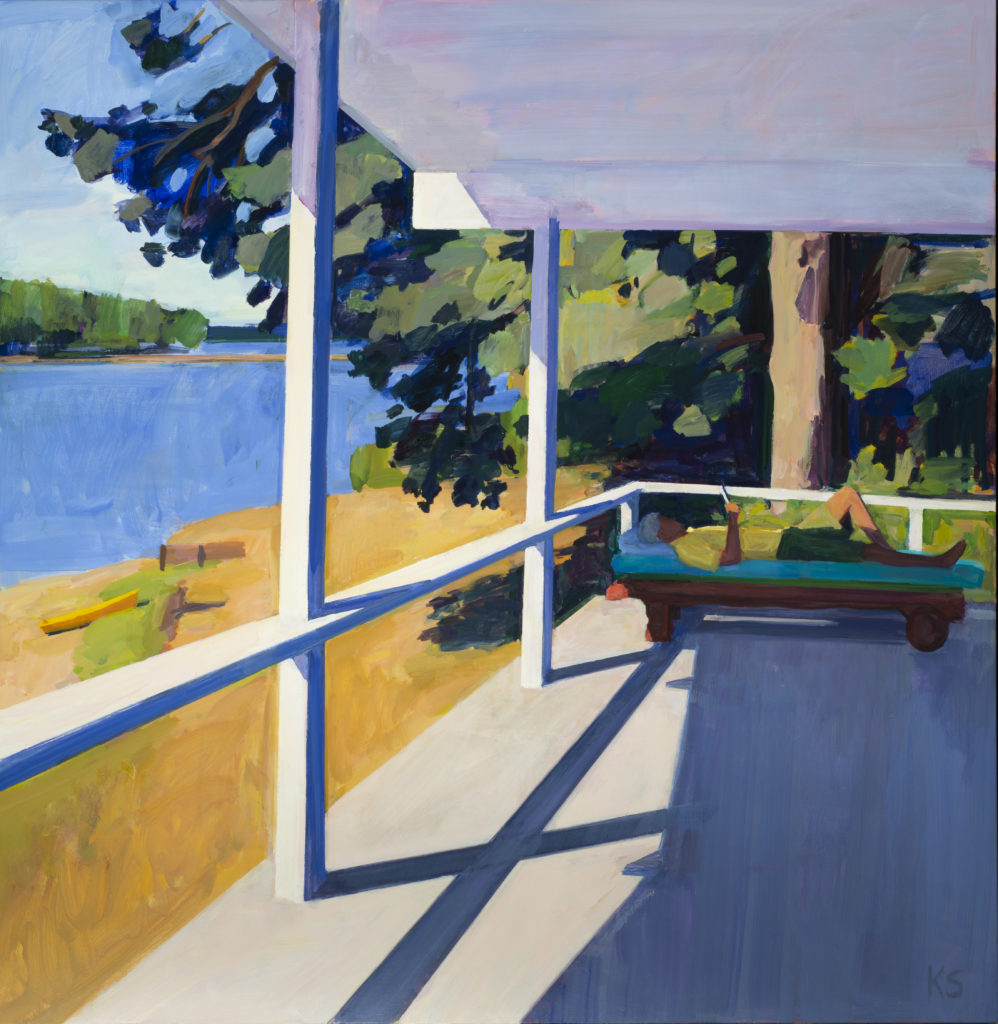 Kurt Solmssen (Vaughn), Bliss House Morning, 2020. Oil on linen, 70”h x 68”w. Courtesy of Linda Hodges Gallery.