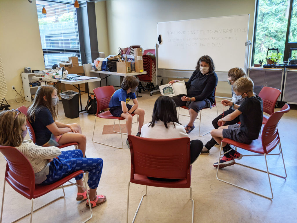 Summer campers & instructor Pamela Dhramsey Lee in BIMA's classroom.