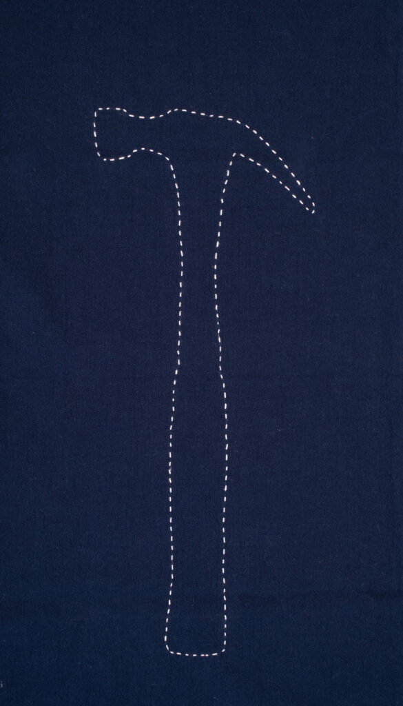 Elizabeth Donnally Davidson (Bainbridge Island), Stitch Drawings Series, handstitching on Japanese indigo cotton, Courtesy of the Artist.