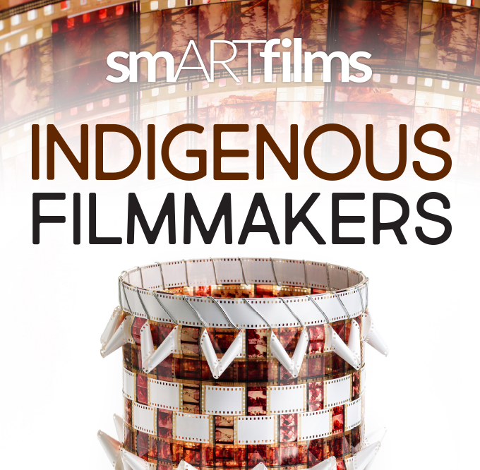 Indigenous Filmmaker series graphic with basket made of old film strips