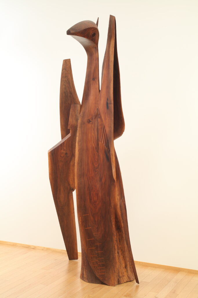 Alan Newberg (Bremerton), God of Black Holes: Up Looks Down, 2015, black walnut, 141" h x 41"w x 41"d. BIMA Permanent Collection, Gift of the Artist.