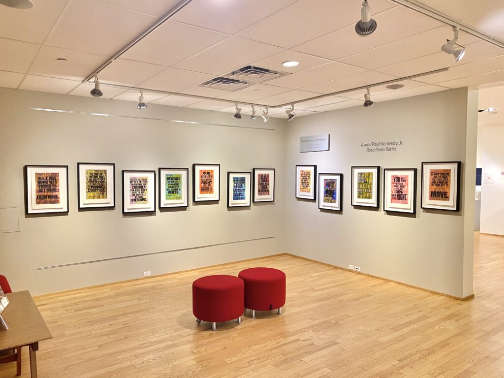 Complete installation photo of Amos Paul Kennedy, Jr.'s "Rosa Parks" series.