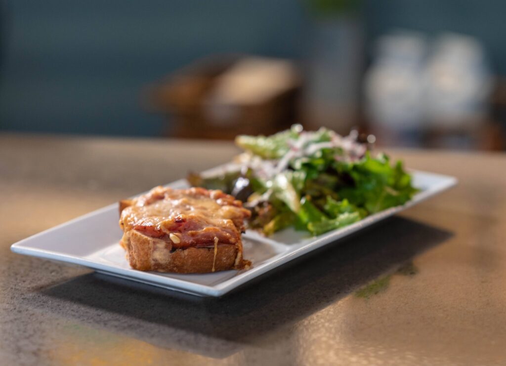 Croque Monsieur with side greens